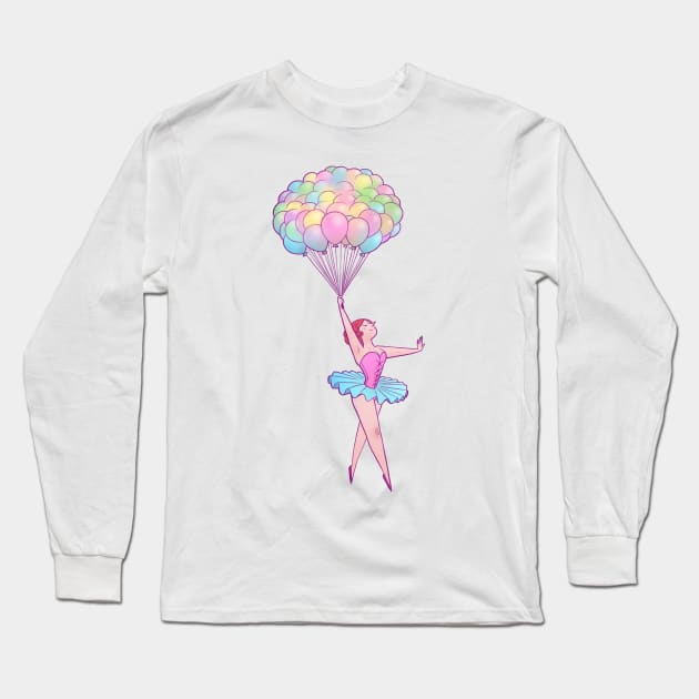 Balloon Ballerina Long Sleeve T-Shirt by kantonic